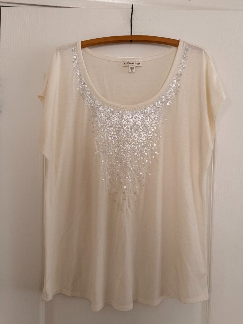 EUC - Coldwater Creek Sequined Short Sleeve Top - Size XL